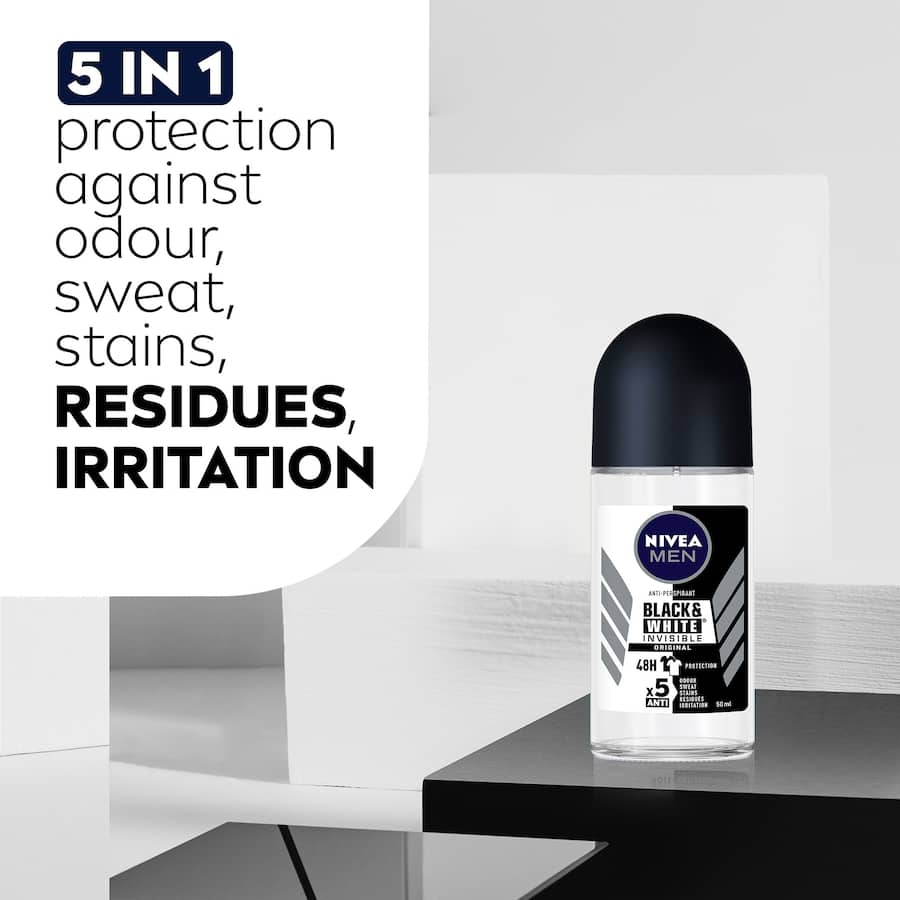 Nivea Men Black & White Roll On Deodorant Invisible Antiperspirant Original 50mL