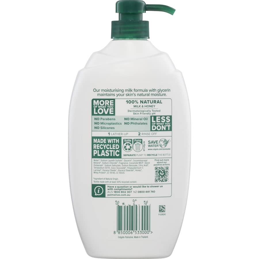 Palmolive Naturals Body Wash Moisturising Milk & Honey Pump 1L