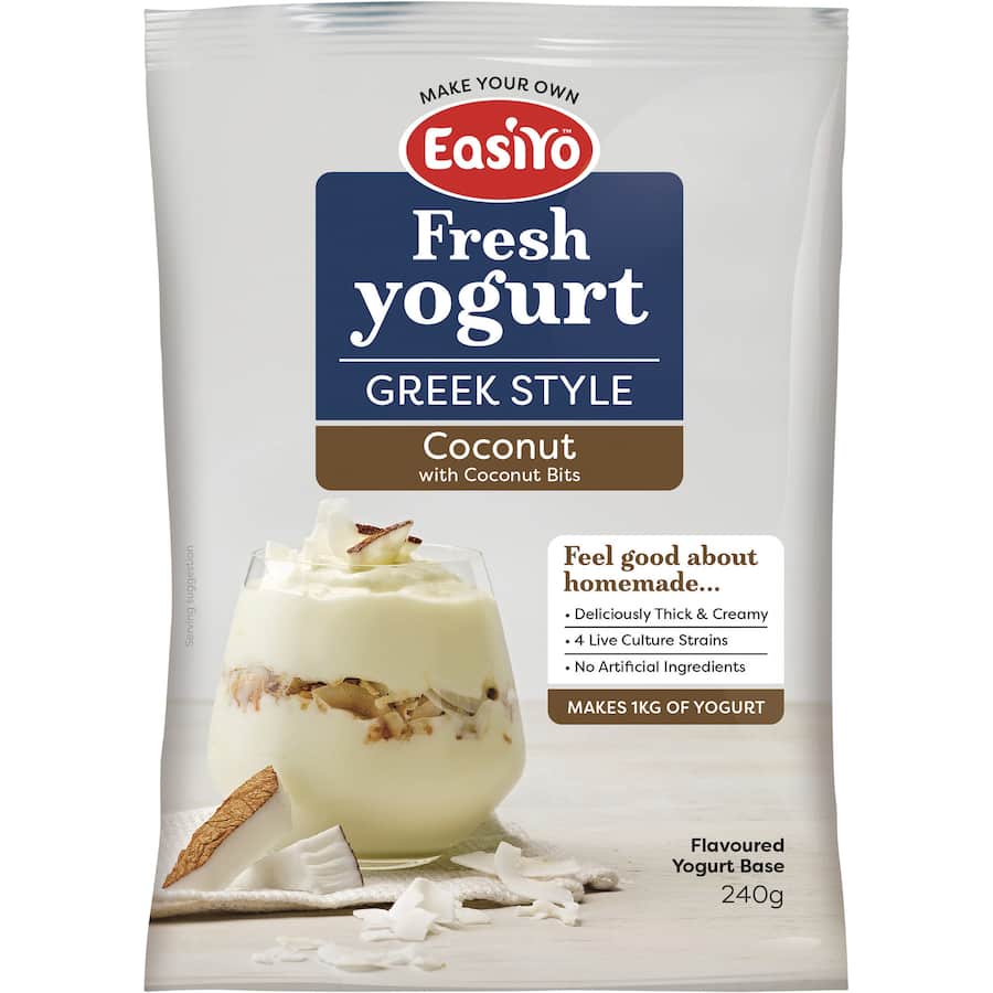 Easiyo Yoghurt Base Greek N Coconut Bits Sachet 240g