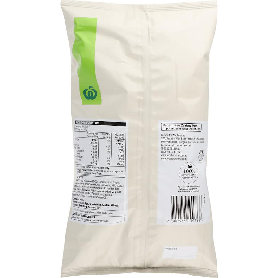 Woolworths Cassava Vegetable Crisps Thai Sweet Chilli 150g