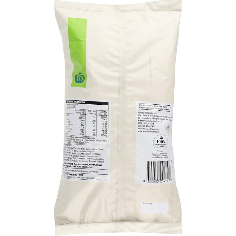 Woolworths Cassava Vegetable Crisps Bbq 150g