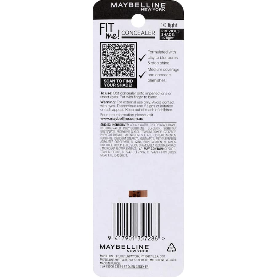 Maybelline Fit Me Concealer Natural Coverage Light 10 6.8mL