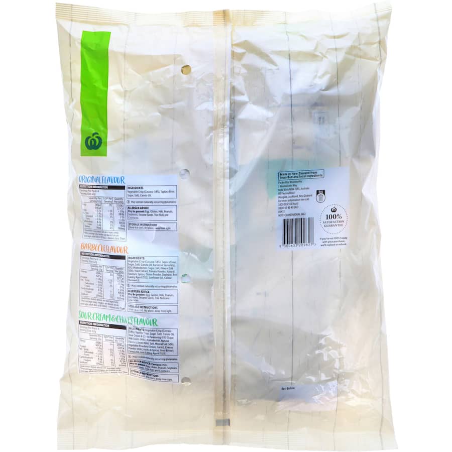 Woolworths Cassava Vegetable Crisps Mixed 144g Multipack 12pack