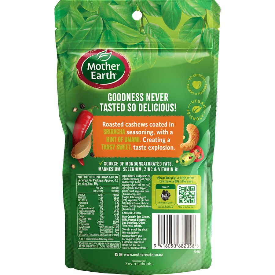 Mother Earth Cashews Nutty Sensation Spicy Sriracha 140g