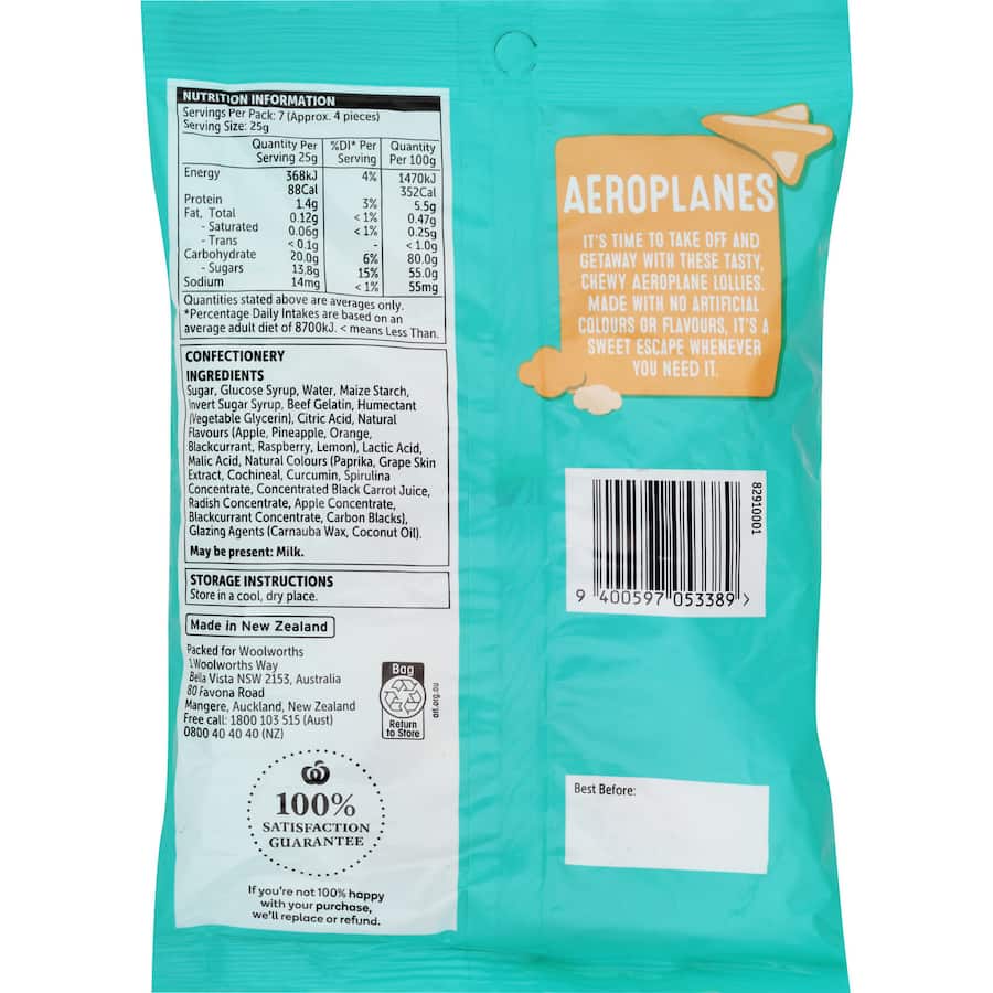 Woolworths Lollies Aeroplanes 180g