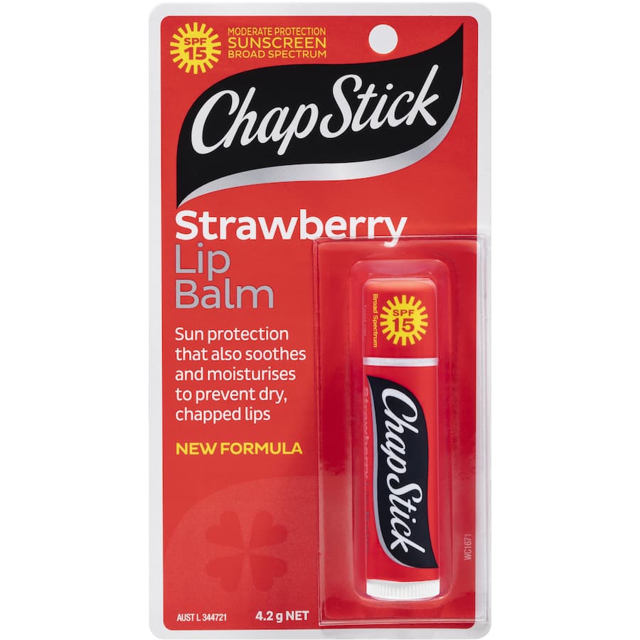 Chapstick Lip Balm Strawberry With Spf 15+ Sunscreen 4.2g Stick 1pack