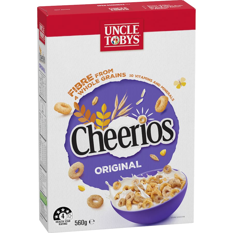 Uncle Tobys Cheerios Cereal Wholegrain Box 560g
