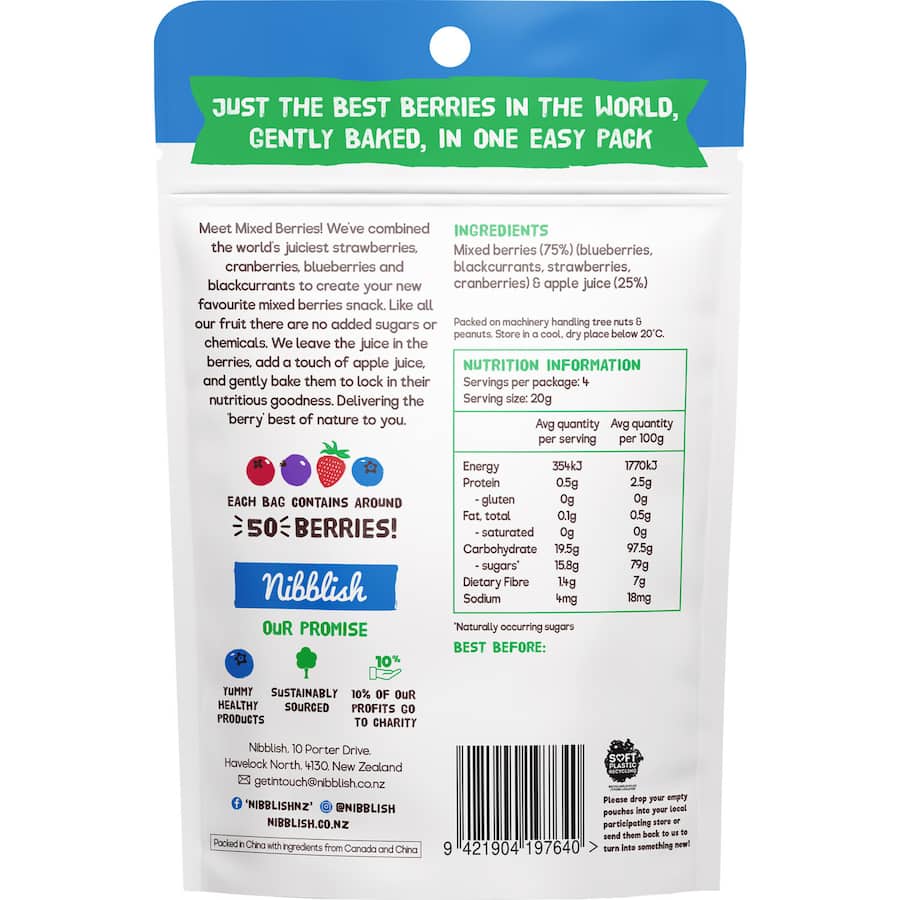 Nibblish Fruit Mix Mixed Berries Bag 80g