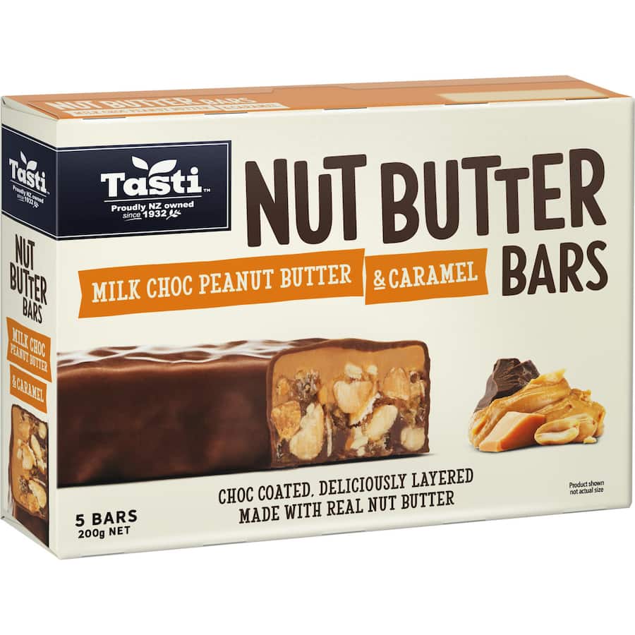 Tasti Choc Nut Bars Peanut Butter & Salted Caramel 5 pack 200g