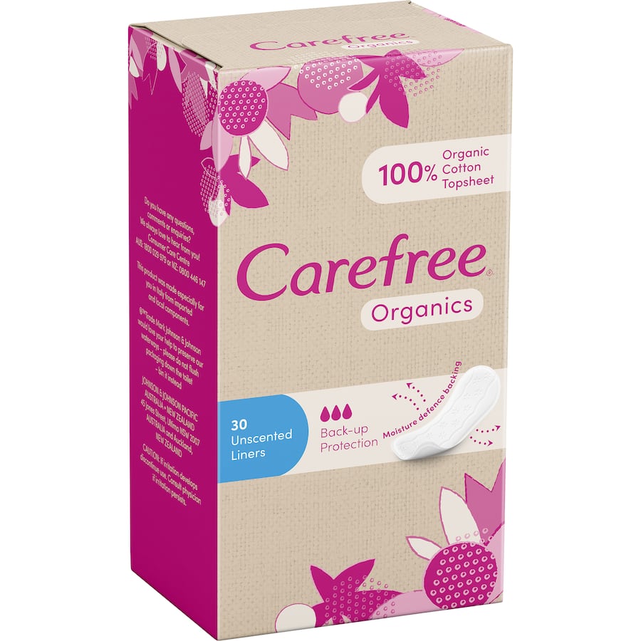 Carefree Organics Panty Liners Original 30pack