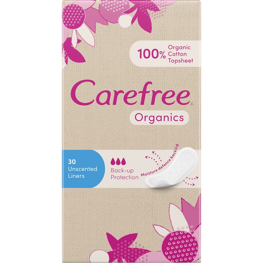 Carefree Organics Panty Liners Original 30pack