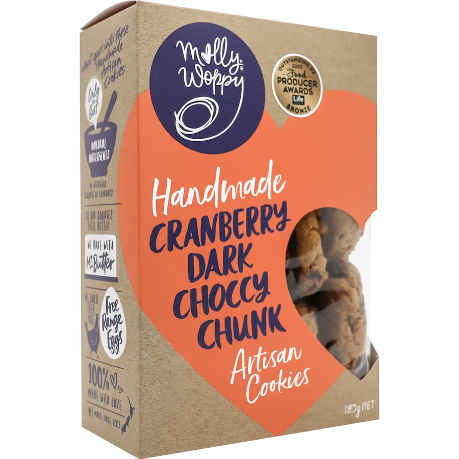 Molly Woppy Biscuits Cranberry Dark Choccy Chunk 185g