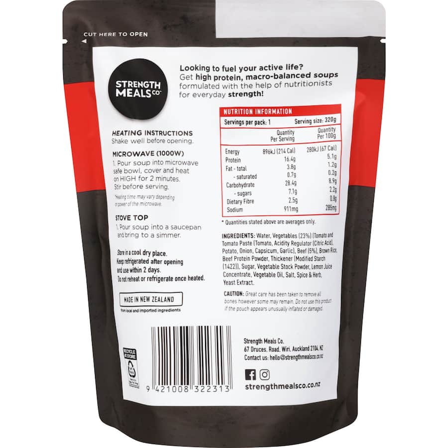 Strength Meals Co Soup Beef & Vege Canned 320g