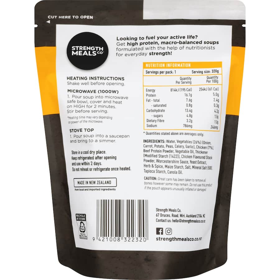 Strength Meals Co Soup Chicken & Vege Pouch 320g