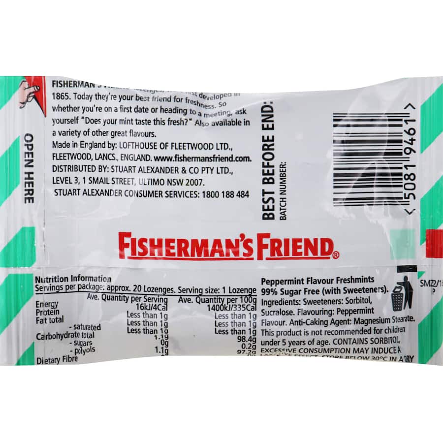 Fishermans Friend Lozenges Fresh Mint Sugar Free 25g