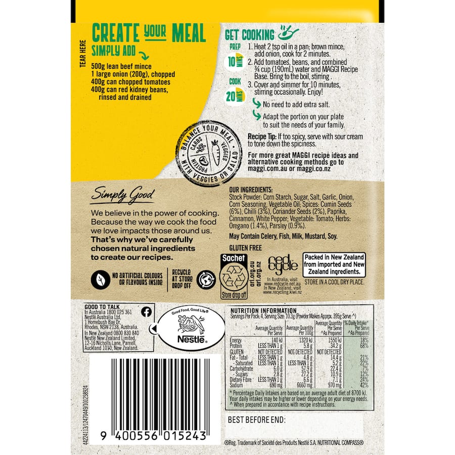 Maggi Recipe Base Chilli Con Carne 41g