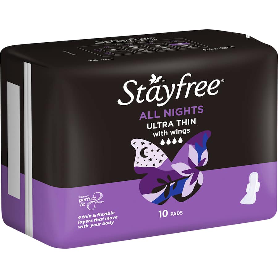 Stayfree Ultra Thin Pads All Nights Wings 10pack