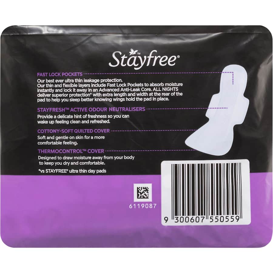 Stayfree Ultra Thin Pads All Nights Wings 10pack
