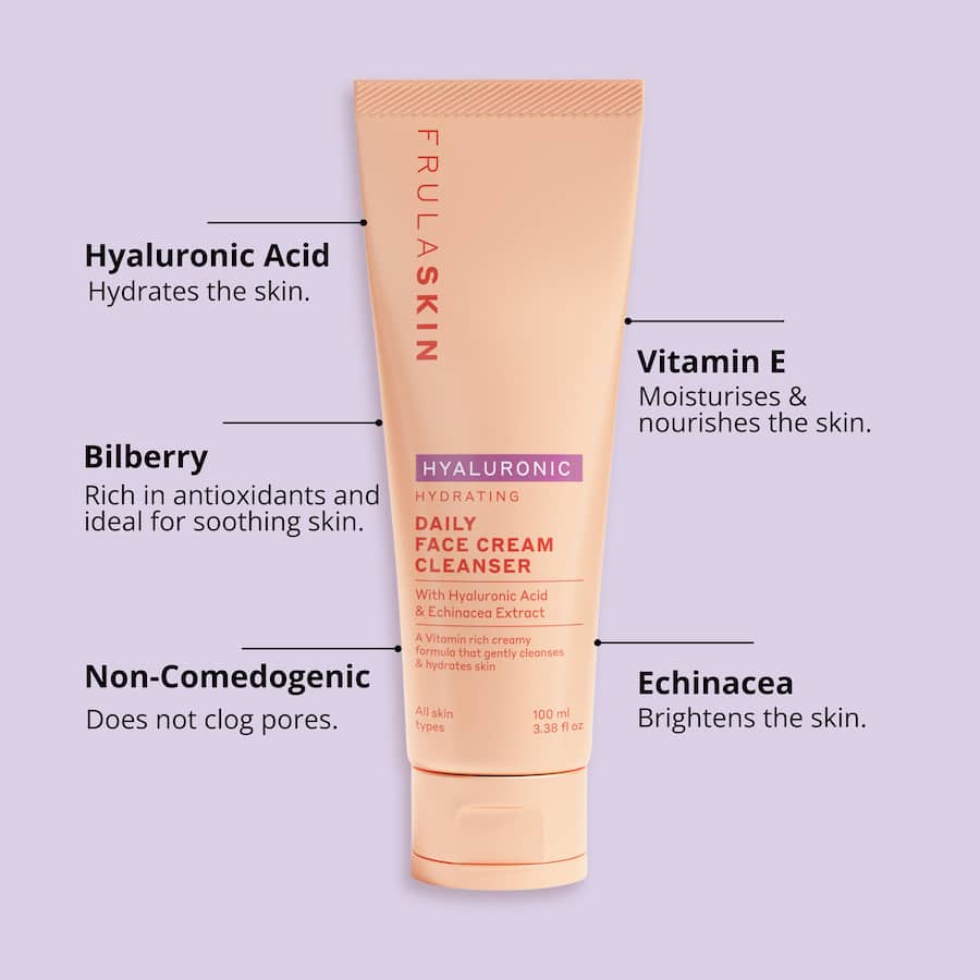 Frula Face Cream Cleanser Hyaluronic Hydrating 100mL