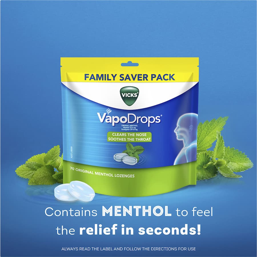 Vicks Vapodrops Lozenges Menthol 70pack