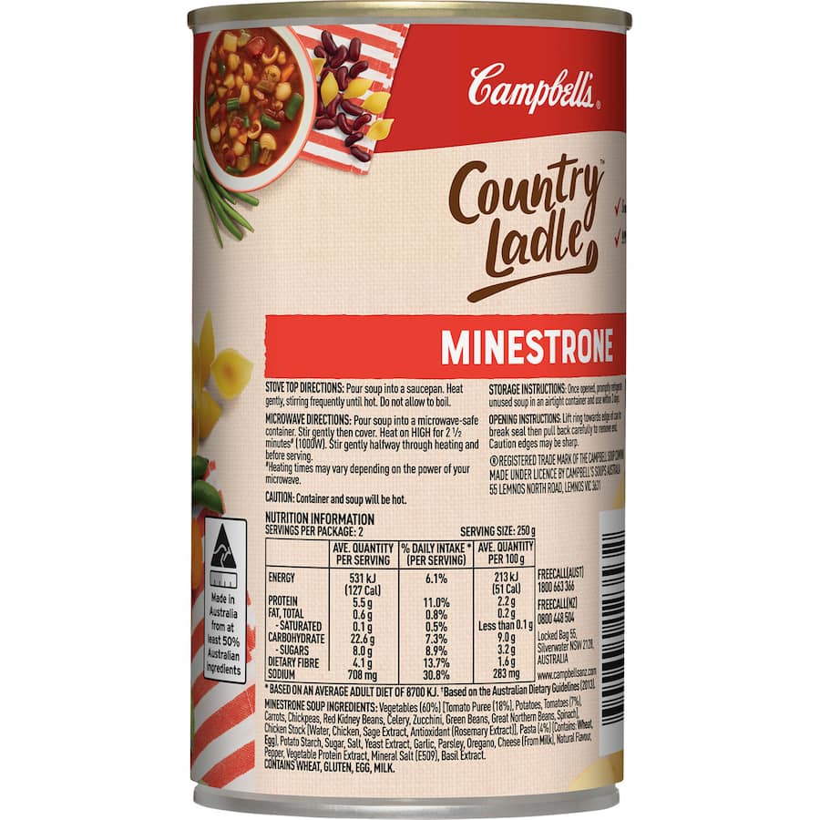 Campbell's Country Ladle Soup Minestrone Canned 495g