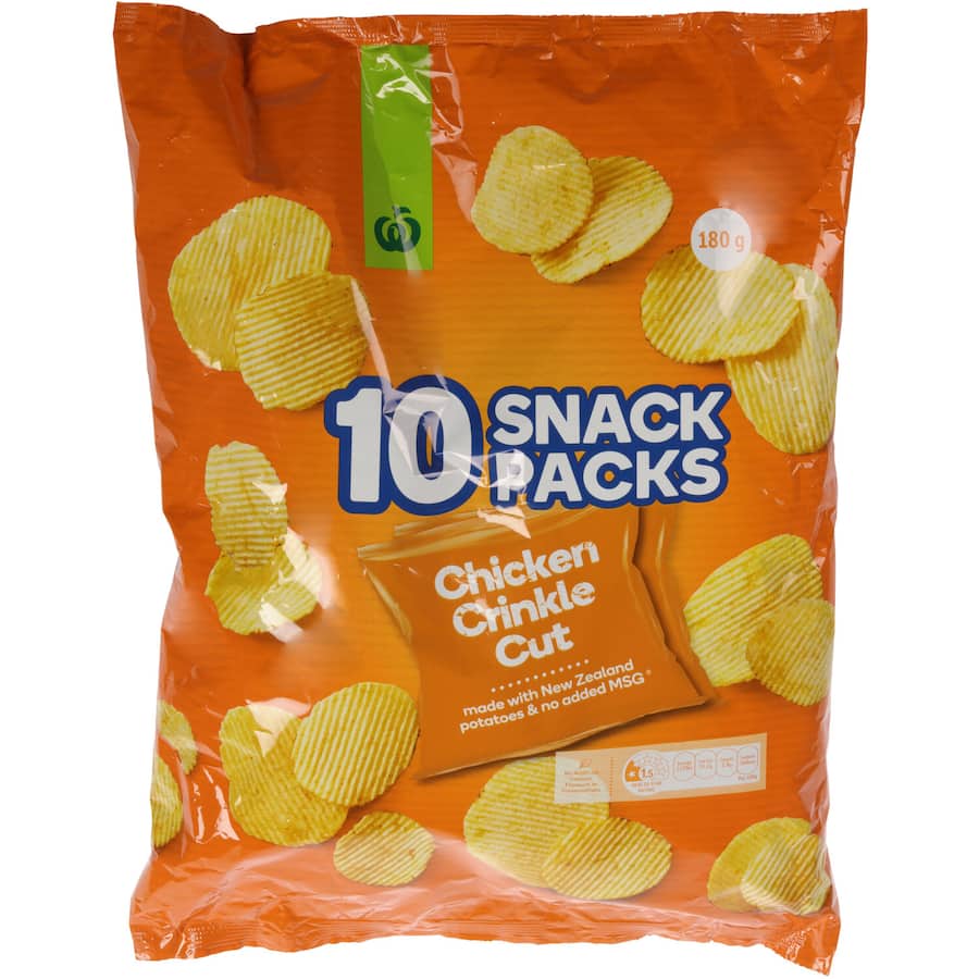 Woolworths Chips Chicken Crinkle Cut 180g Multipack 10pack