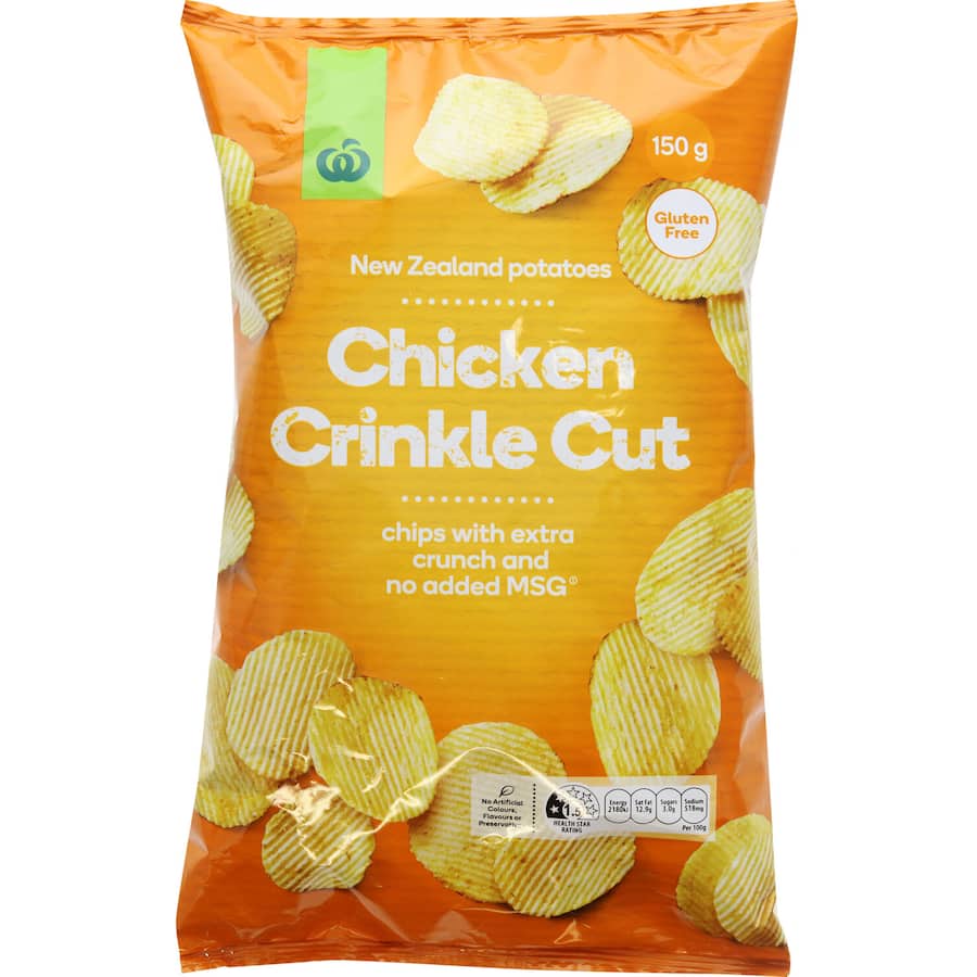 Woolworths Chips Chicken Crinkle Cut 150g