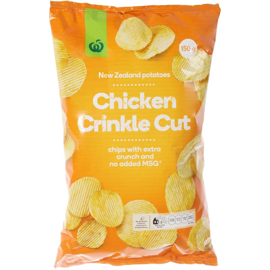 Woolworths Chips Chicken Crinkle Cut 150g