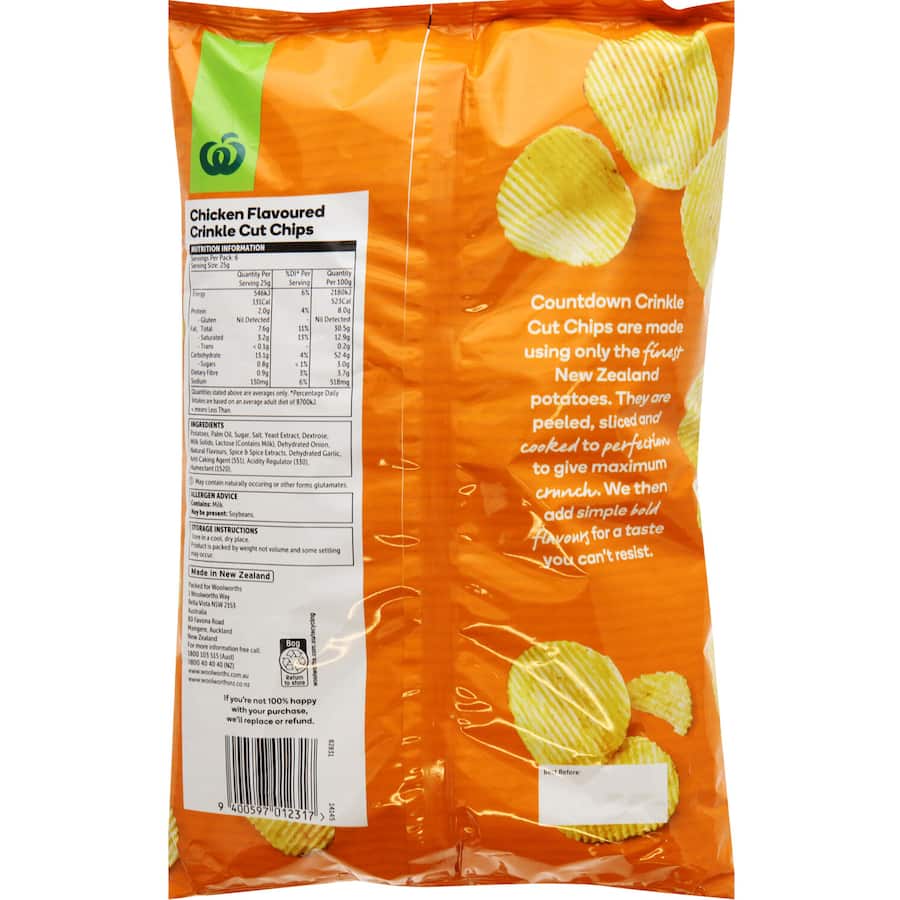 Woolworths Chips Chicken Crinkle Cut 150g