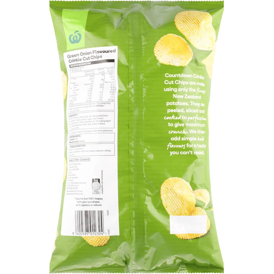 Woolworths Chips Green Onion Crinkle Cut 150g