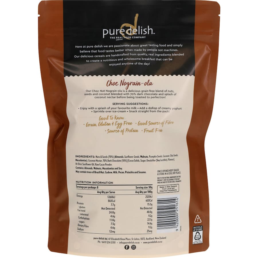 Pure Delish Muesli Choc Nut Nograin-ola Gf 400g