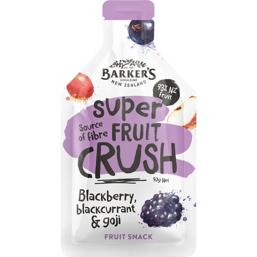 Barkers Super Fruit Crush Fruit Juice Blackcurrant Blackberry & Goji Pouches 90g