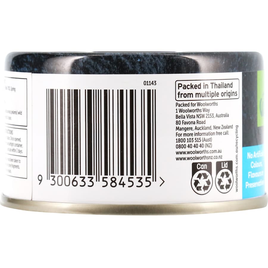 Woolworths Tuna In Spring Water Tear tab can 95g