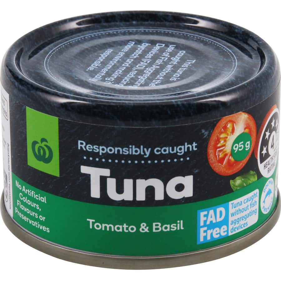 Woolworths Tuna Tomato & Basil Tear tab can 95g