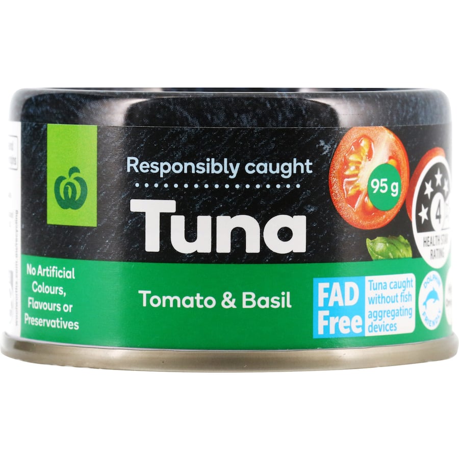 Woolworths Tuna Tomato & Basil Tear tab can 95g