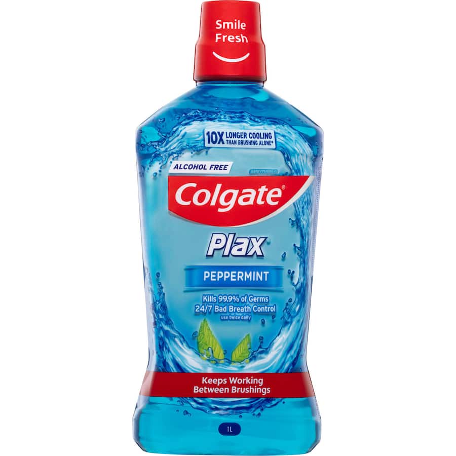 Colgate Plax Antibacterial Mouthwash Rinse Peppermint Value Pack 1L