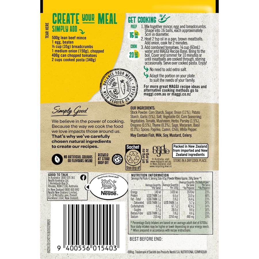 Maggi Recipe Base Mediterranean Meatballs 38g