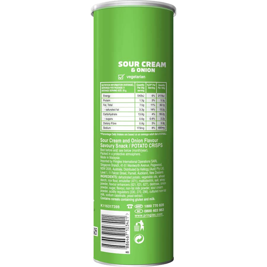 Pringles Chips Sour Cream & Onion Tube 134g