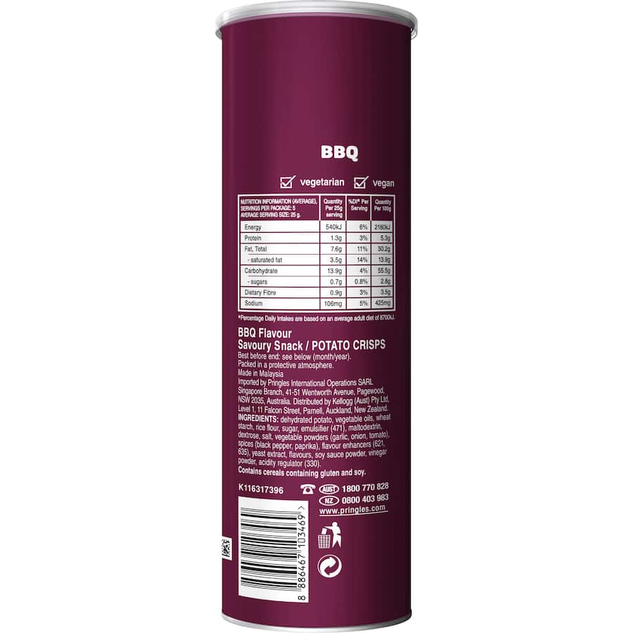 Pringles Chips Barbeque Tube 134g