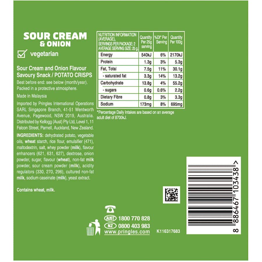 Pringles Chips Sour Cream & Onion 53g