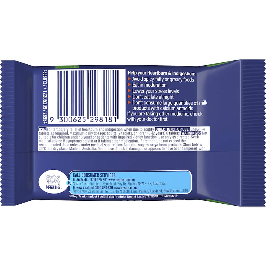 Quick-eze Chewable Antacid Tablets Peppermint 24 pack