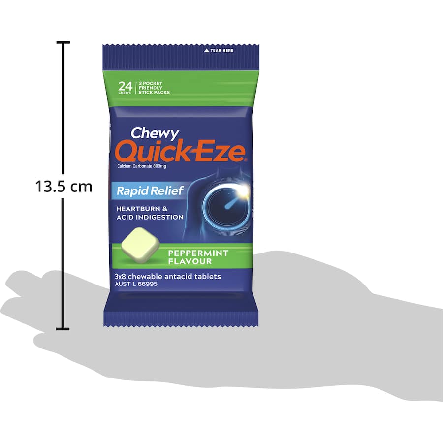 Quick-eze Chewable Antacid Tablets Peppermint 24 pack