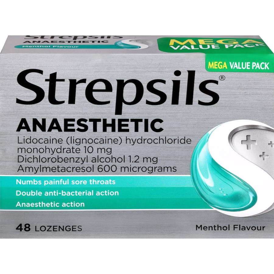 Strepsils Plus Anaesthetic Cough Throat Lozenges Menthol 48pack