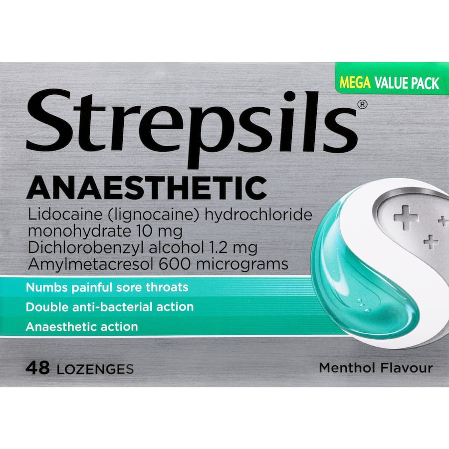 Strepsils Plus Anaesthetic Cough Throat Lozenges Menthol 48pack