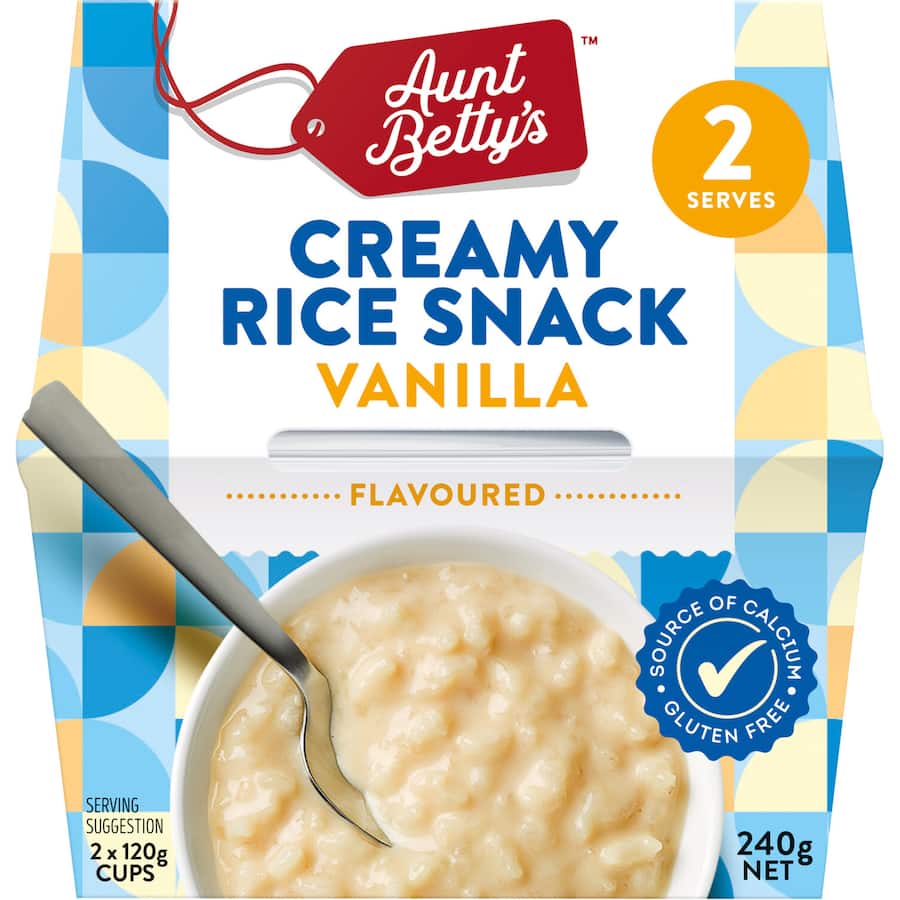 Aunt Bettys Creamed Rice Vanilla 240g 120g pottles 2pack