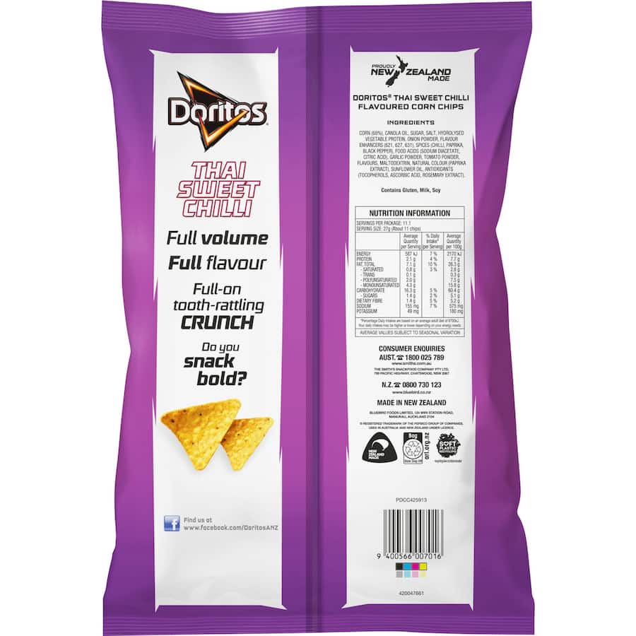 Doritos Corn Chips Thai Sweet Chilli Share Bag 300g