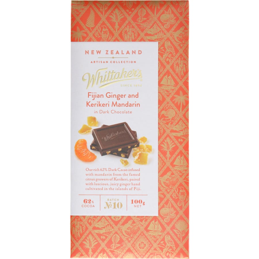 Whittakers Artisan Collection Chocolate Dark Ginger & Mandarin Block 100g
