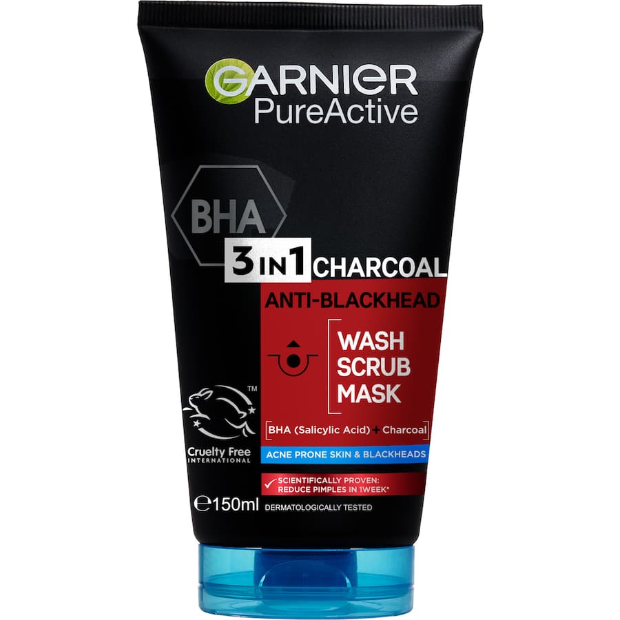 Garnier Pure Active Charcoal Facial Scrub And Mask 3 In 1 150mL