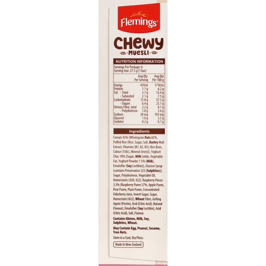 Flemings Chewy Muesli Bars Berry Smoothie 6pk 165g