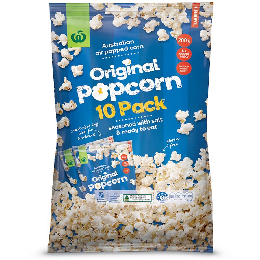 Woolworths Popcorn Original 10 pack 200g